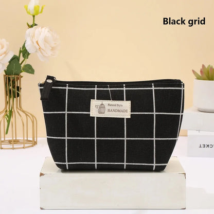 Canvas Cosmetic Bag Zipper Case With Card Holder For Travel - Smarsty