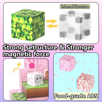 Pink castle magnetic building block set, suitable for boys and girls over 3 years old DIY to improve hand skills and creativity by Smarsty