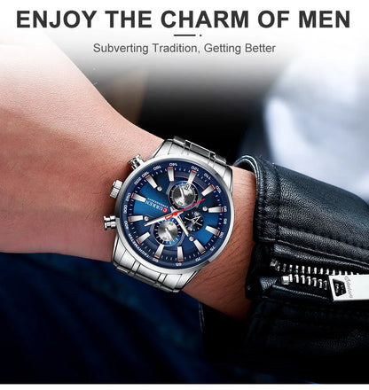 Luxury CURREN Quartz Men’s Watch Waterproof Sport Chronograph - Smarsty
