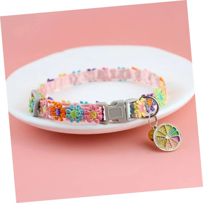 Pet Collar With Bell Cartoon Footprint Colorful Dog Puppy Kitten Collar Adjustable Safety Bell Ring Necklace Pet Accessories - Smarsty