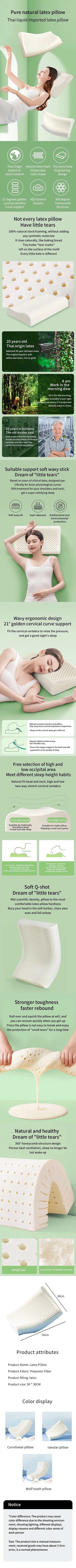 Natural Thai Latex Cervical Pillow for Comfortable Sleep - Smarsty
