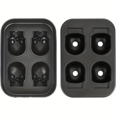 Skull Ice Ball Mold Silicone 3D Flexible Ice Cube Trays BPA Free Ice Trays For Freezer Horror Skull Head Cocktail Ice Ball Maker - Smarsty