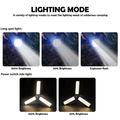 Upgraded Camping LED Telescopic Flashlight with Tripod Rechargeable Emergency Lamp Outdoor Portable orch Light Table Lamp Tent by Smarsty