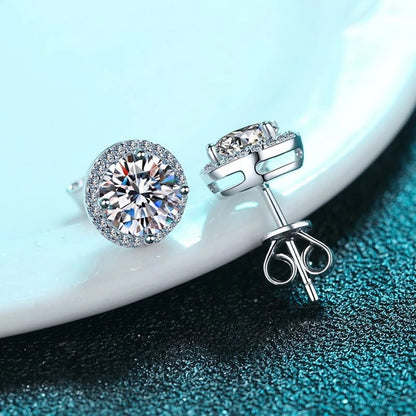 Sterling Silver Moissanite Stud Earrings 1 Carat Sparkle - Smarsty