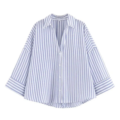 HipSeam Wide Sleeved Shirt Women Spring Asymmetric Hem Button Women's Shirts Simple Lady Johnny Collar Linen Shirts & Blouses - Smarsty