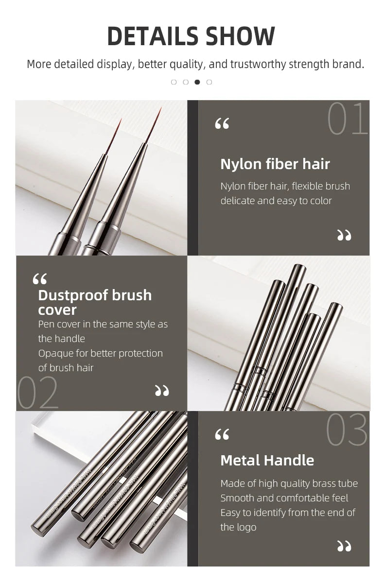 5PCS Nail Art Liner Brushes for Precision Manicure Designs - Smarsty
