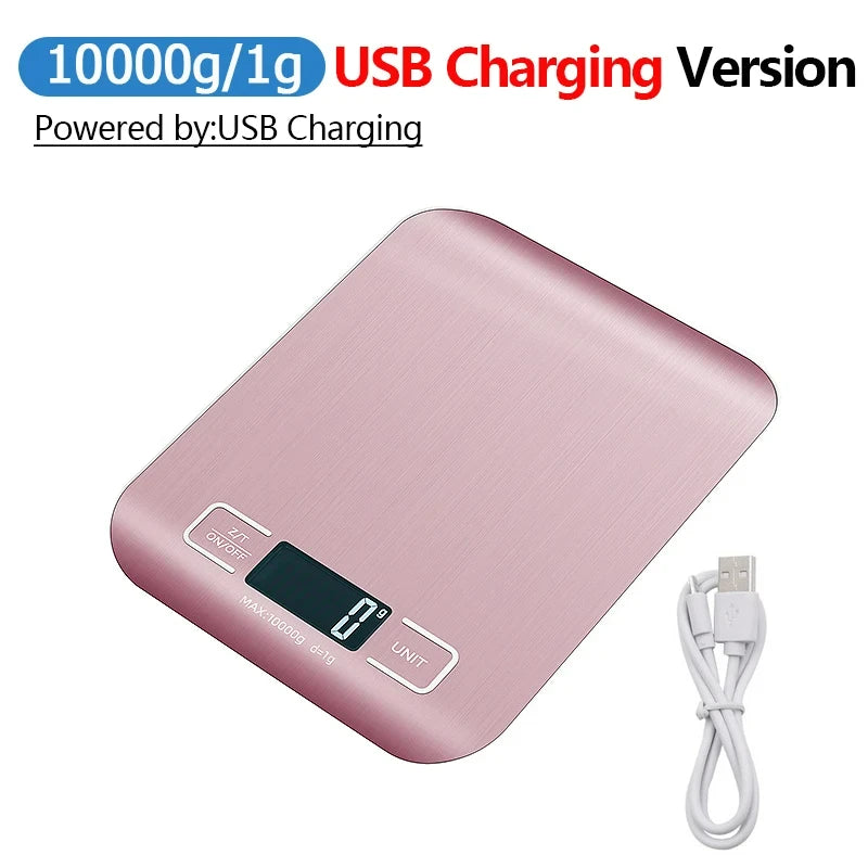 Rechargeable Kitchen Scale with LCD Display Stainless Steel Design - Smarsty