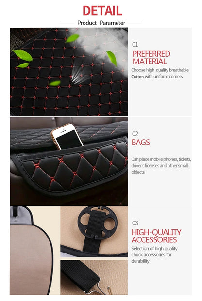 Cotton Linen Car Seat Covers Set Three Piece Universal - Smarsty