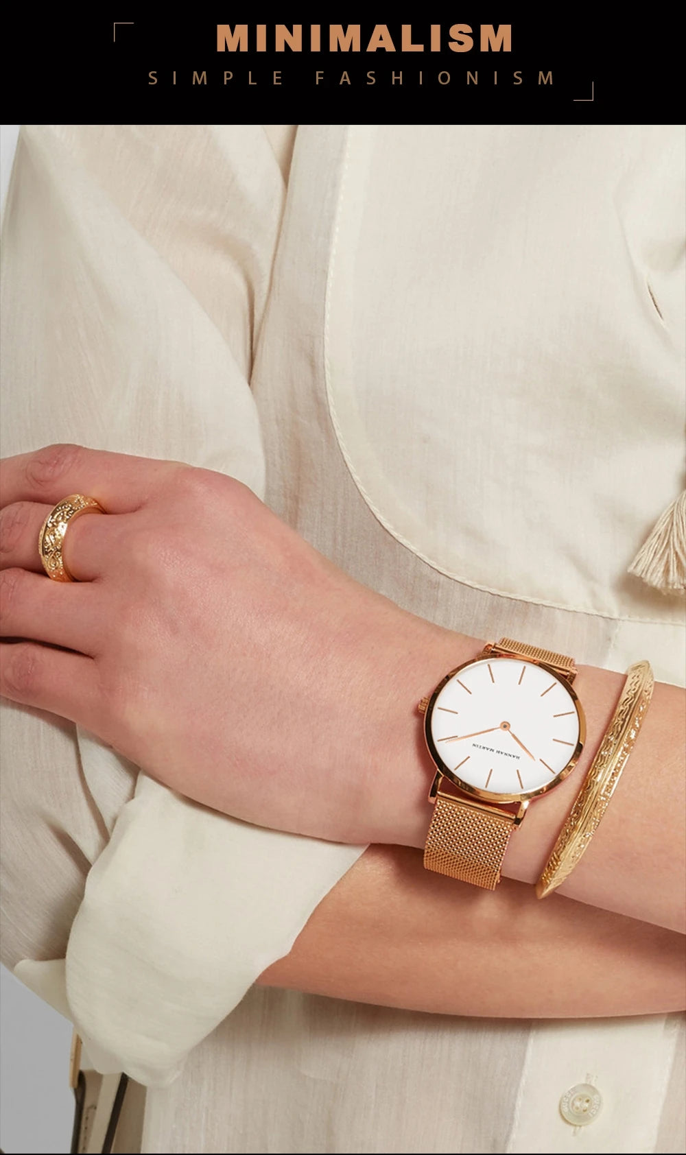 Rose Gold Women's Bracelet Watch with Japan Quartz Movement - Smarsty
