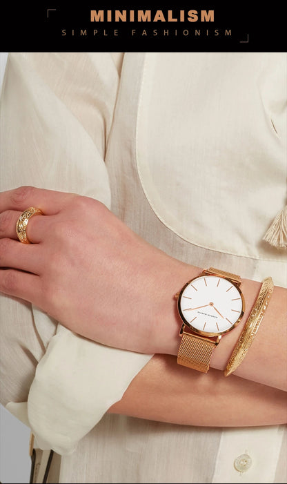 Rose Gold Women's Bracelet Watch with Japan Quartz Movement - Smarsty