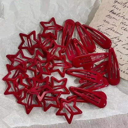Red Star Snap Clips for Girls Stylish Hair Accessories - Smarsty