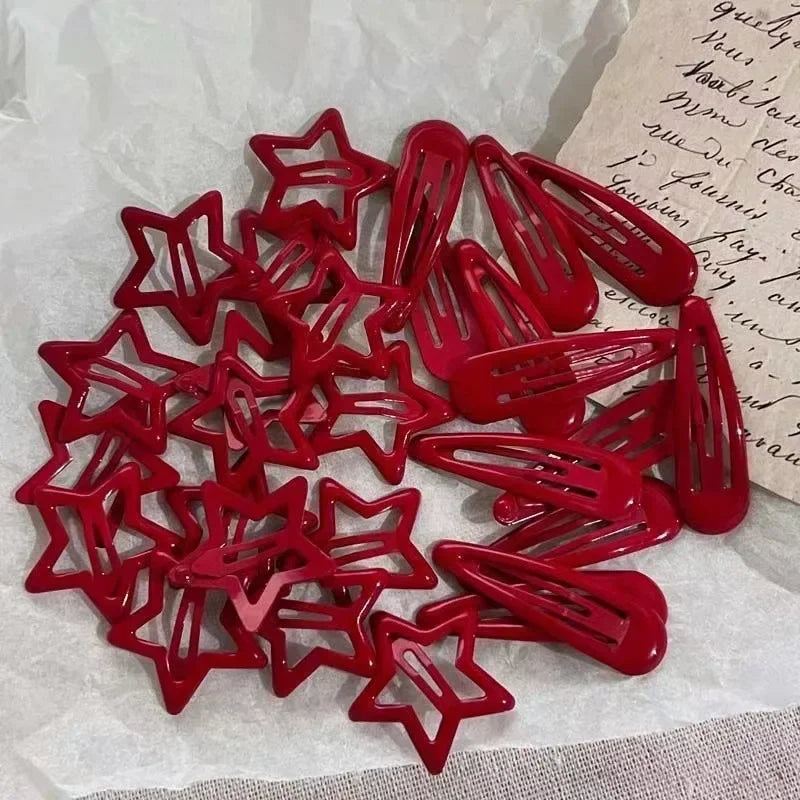 Red Star Snap Clips for Girls Stylish Hair Accessories - Smarsty