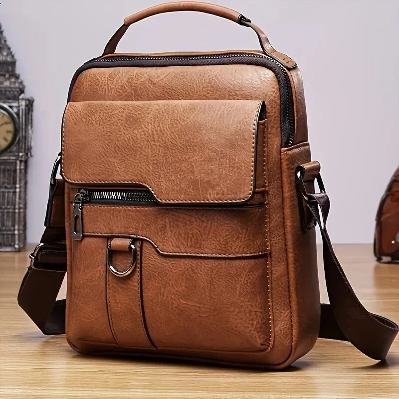 Men's PU Leather iPad Shoulder Bag Crossbody With Flap - Smarsty