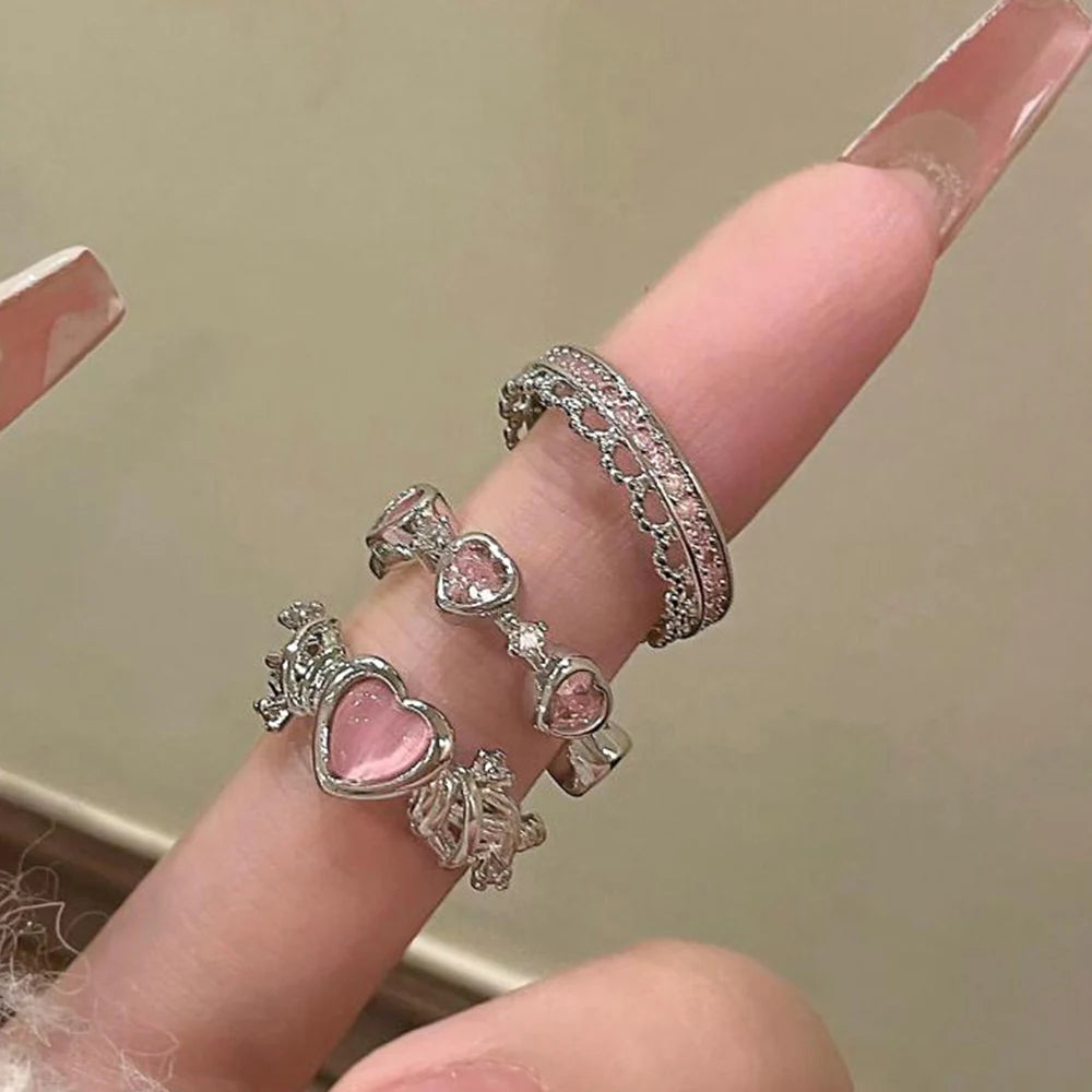 2PCS Sparkling Crown Rings Set for Women - Smarsty