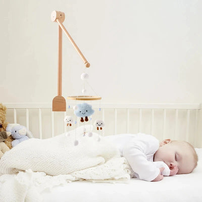Baby Crib Mobile Rattle Toy For 0-12 Months Cartoon Felt Forest Animal Bed Bell Hanging Wooden Bracket Mobile Newbaby Rattle Toy by Smarsty