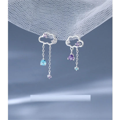 Korean Moon Butterfly Crystal Drop Earrings for Party Women - Smarsty