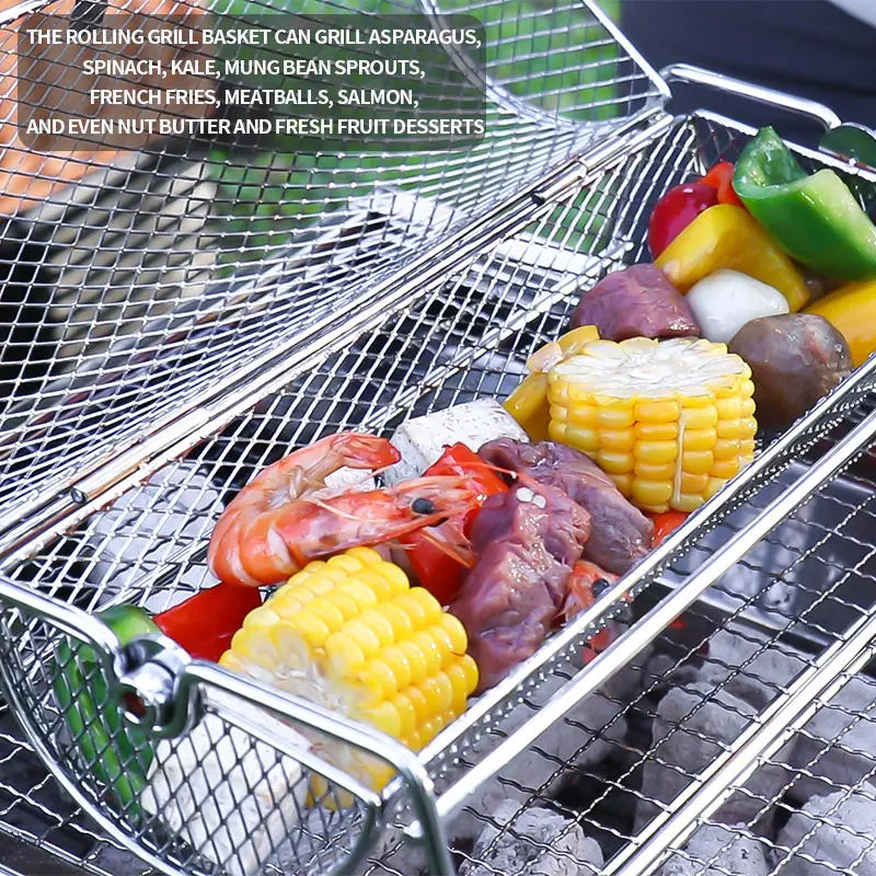 Stainless Steel BBQ Grill Mesh Basket for Perfect Roasting - Smarsty