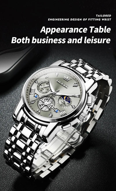 OLEVS Luxury Quartz Watch with Moon Phase Feature - Smarsty