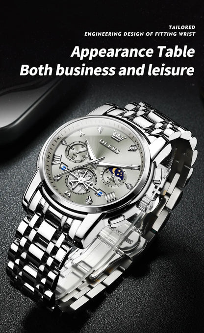 OLEVS Luxury Quartz Watch with Moon Phase Feature - Smarsty