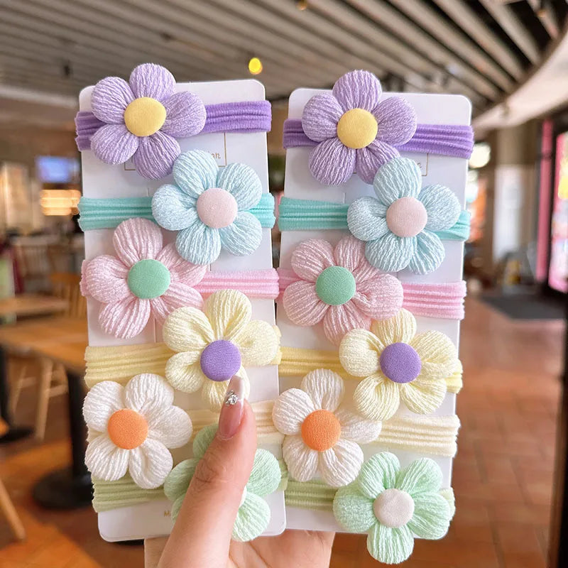 12 Pack Floral Bow Hair Ties Soft No Damage Elastic - Smarsty