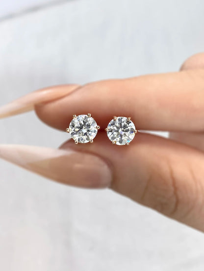 D Color Certified Moissanite Stud Earrings 925 Sterling - Smarsty
