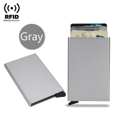 Rfid Credit Card Holder Metal Thin Slim Smart Wallet Men Women Wallets Pop Up Minimalist Small Black Purse Mini Walets for Men - Smarsty
