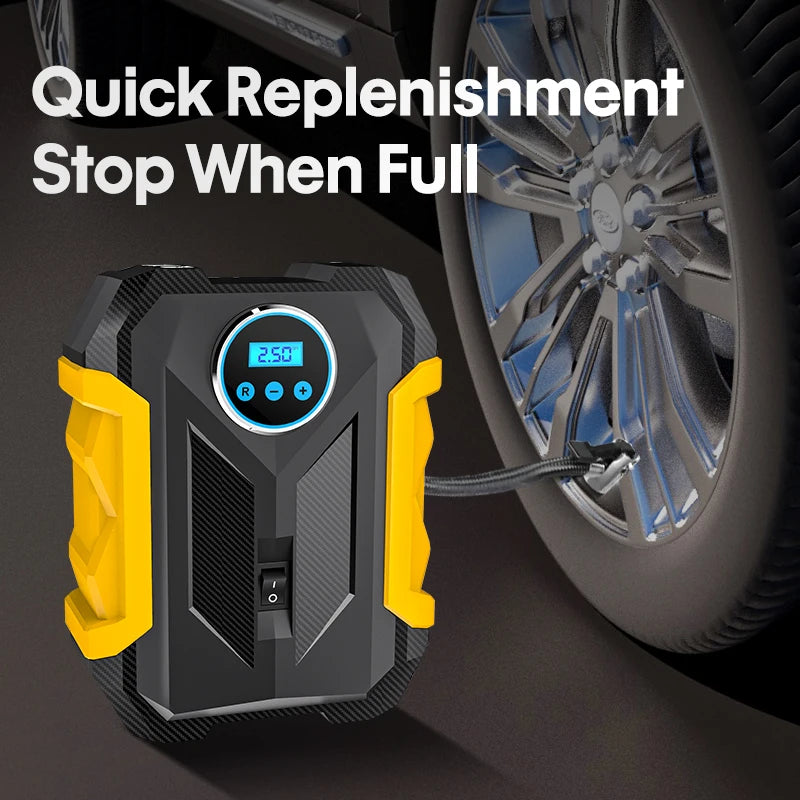 Portable Car Tire Inflator with LED Light and Digital Gauge - Smarsty