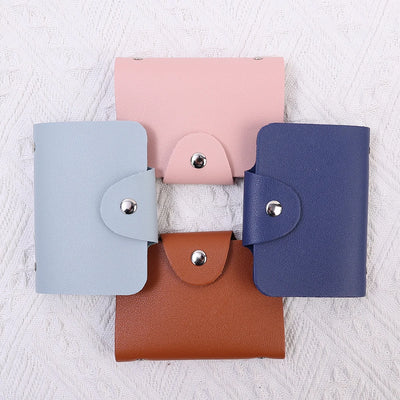 24 Bits Credit Card Holder Business Bank Card Pocket PU Large Capacity Card Cash Storage Clip Organizer Case ID Holder Pouch - Smarsty