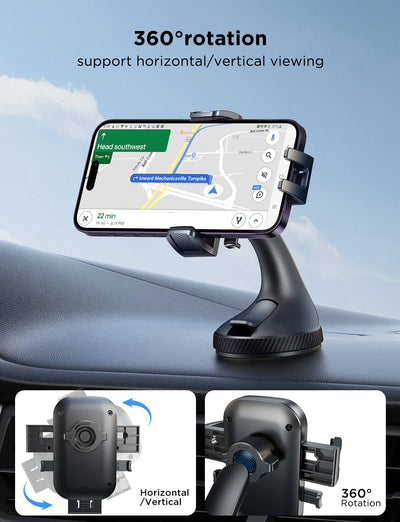 Universal Car Phone Mount With Strong Suction 360 Rotation - Smarsty