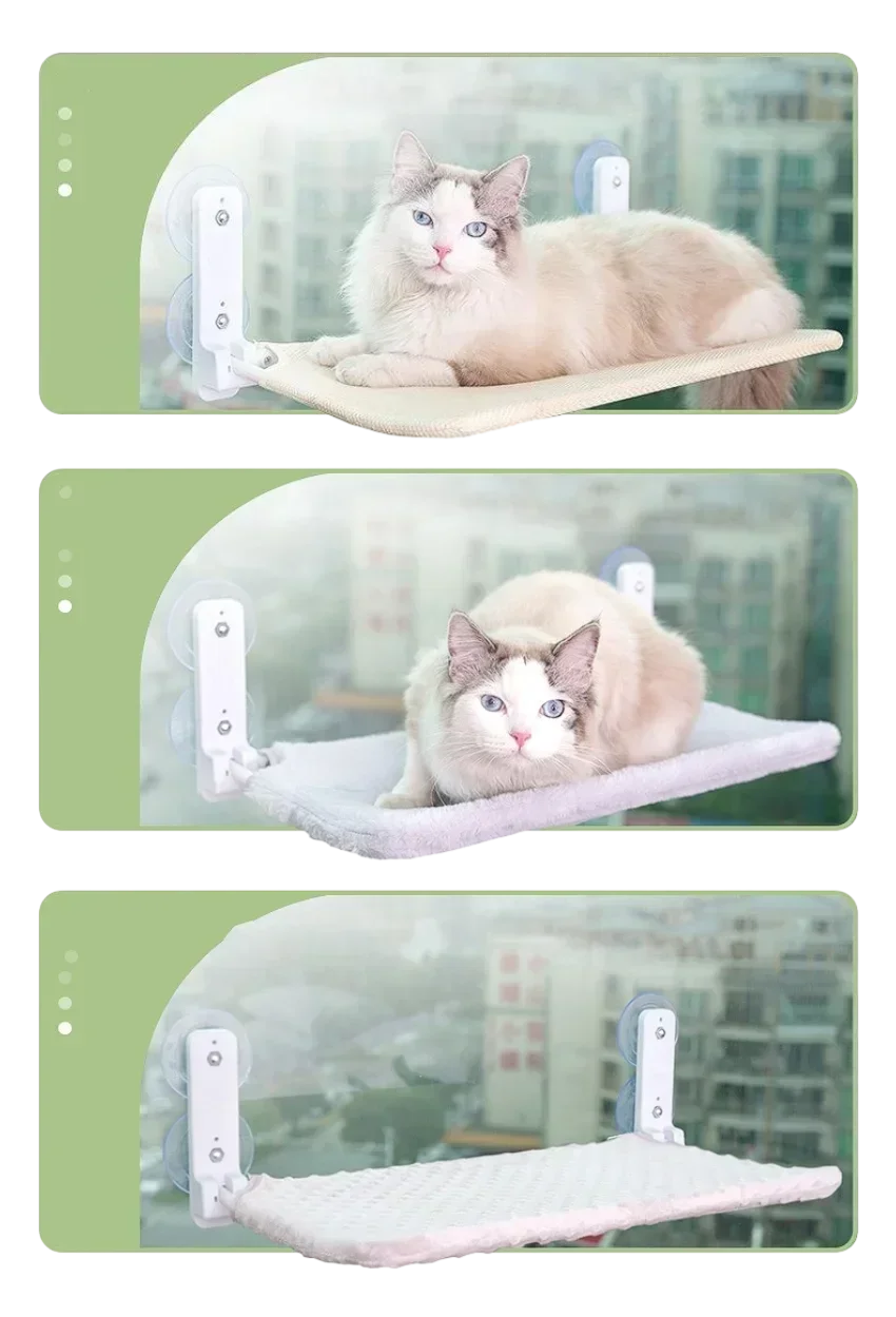 Cordless Cat Hammock With Suction Cups For Sunbathing - Smarsty