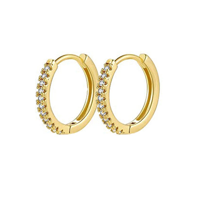 Gold Plated CZ Huggie Hoop Earrings Geometric U Shape - Smarsty