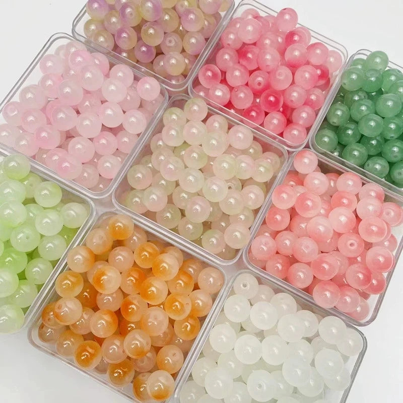 50Pcs 8mm Dual Color Glass Spacer Beads Set For Jewelry - Smarsty