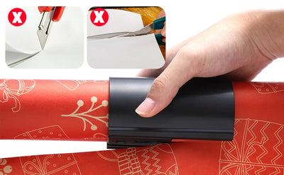 HORN Sliding Wrapping Paper Cutter - Easy-Glide Gift Wrap Trimmer for Christmas & Birthdays, Durable ABS，, Orange/Black - Smarsty