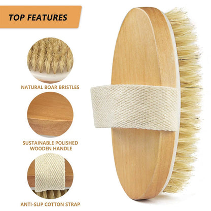 Natural Bristle Exfoliating Body Brush for Glowing Skin - Smarsty