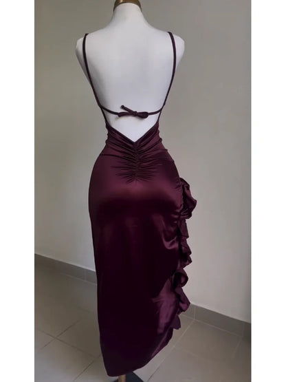 2024 Europe and the United States explosive new cross-border dress summer senior sense Y2K sexy halter Spice Girl dress - Smarsty