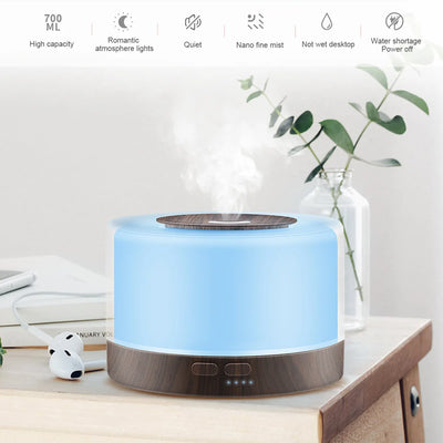 Ultrasonic Essential Oil Diffuser 550ml with 7 colors LED night lights Cool Mist for Aromatherapy Humidifying for home bedroom - Smarsty