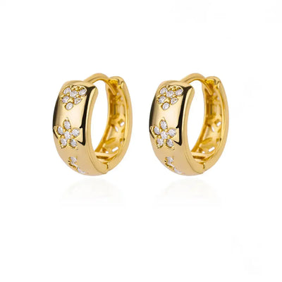 Stainless Steel Star Hoop Earrings Gold Tone Hypoallergenic - Smarsty
