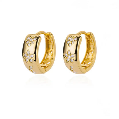 Stainless Steel Star Hoop Earrings Gold Tone Hypoallergenic - Smarsty
