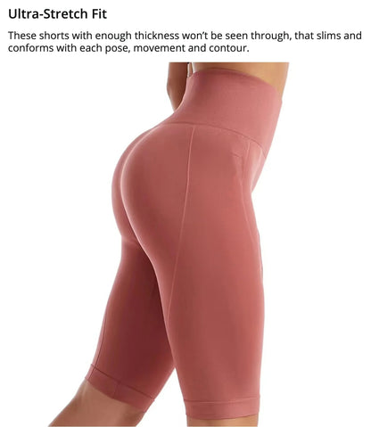 High Waist Sports Biker Shorts Women Naked Feeling Workout Push Up Leggings Tummy Control Yoga Running Fitness Gym Slim Pants - Smarsty