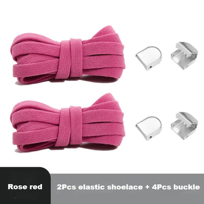 Flat Elastic Shoe Laces Sneakers No Tie Shoelaces for Shoes Tennis Quick Shoelace Clips Without Ties Shoe Accessories Kids Adult - Smarsty