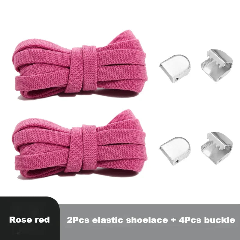 Flat Elastic Shoe Laces Sneakers No Tie Shoelaces for Shoes Tennis Quick Shoelace Clips Without Ties Shoe Accessories Kids Adult - Smarsty