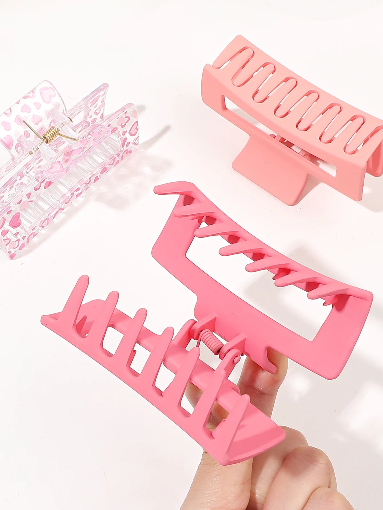 Medium Hair Claw Clips Strong Hold Matte Pink Versatile Set - Smarsty