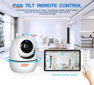 5 Inch Video Baby Monitor With Camera PTZ Zoom Babyphone Cam Security Protection Surveillance Cameras Temperature Sensor Lullaby by Smarsty