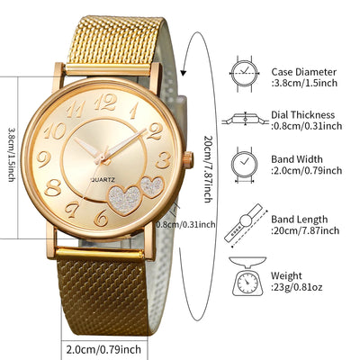 Fashion Heart Women's Quartz Watch Set with Butterfly Jewelry - Smarsty