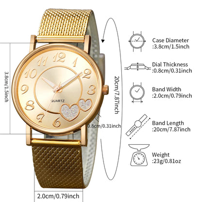 Fashion Heart Women's Quartz Watch Set with Butterfly Jewelry - Smarsty