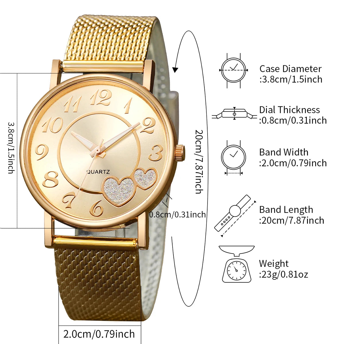 Fashion Heart Women's Quartz Watch Set with Butterfly Design - Smarsty