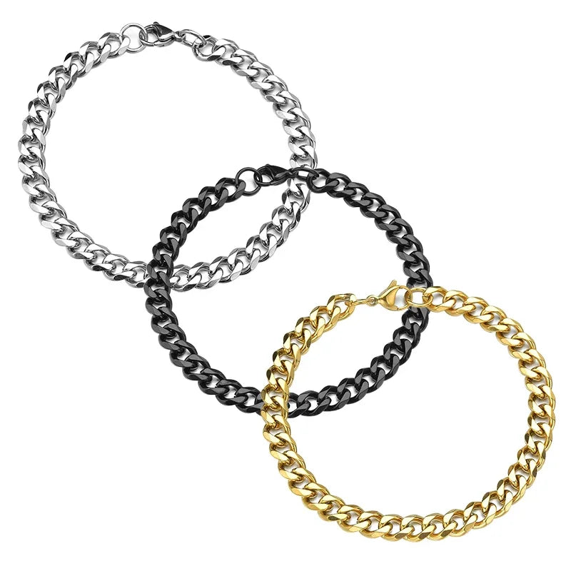 Stainless Steel Cuban Chain Bracelet Unisex Fashion Wristband - Smarsty