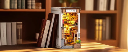 Robotime Sakura Wine Alley DIY Booknook with Lights DIY Miniature Dolls House Kit 3D Wooden Puzzle Bookend Bookshelf Decor Gift by Smarsty