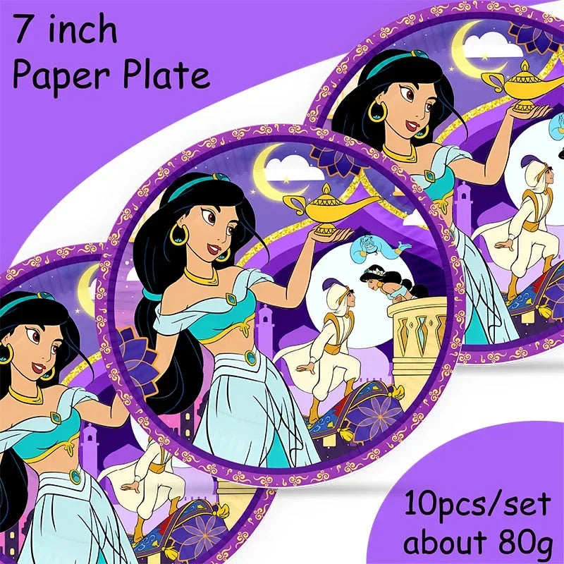 Jasmine Princess Aladdin Birthday Party Tableware Set - Smarsty