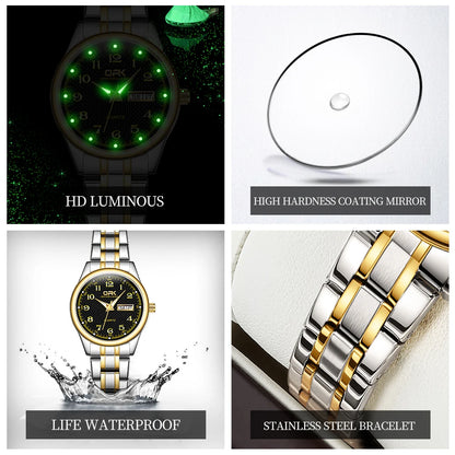 Luxury Waterproof Quartz Watch For Women Stainless Steel Strap - Smarsty